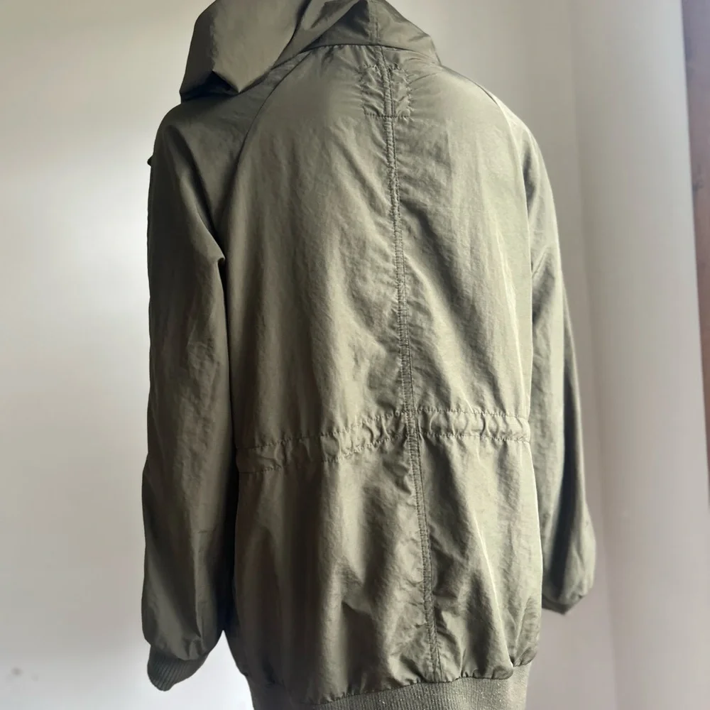 Women full tilt Olive Green Hooded Jacket windbreaker S_3